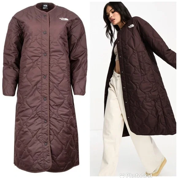 The North Face Ampato Quilted liner longline jacket in Coal brown New with Tags! - Picture 2 of 12